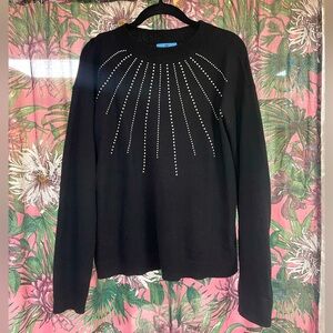 Cece Pearl embellished black pullover sweater size M